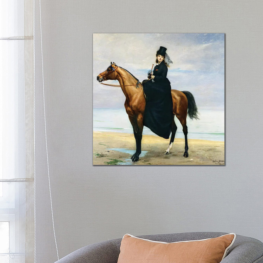 Equestrian Portrait Of Mademoiselle Croizette, 1873 by Charles Emile Auguste Carolus-Duran - Wrapped Canvas Painting