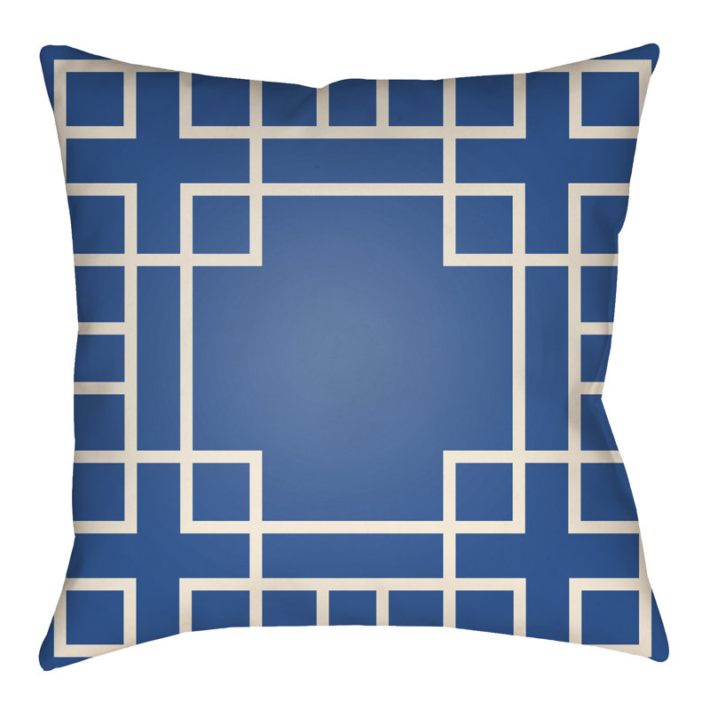 Litchfield Hanser Indoor/Outdoor Throw Pillow, 16" H x 16" W, Royal Blue/Ivory