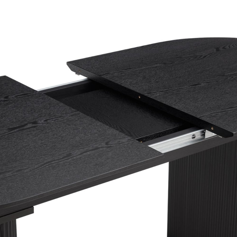 Taino Extendable Pine Oval Dining Table, Black