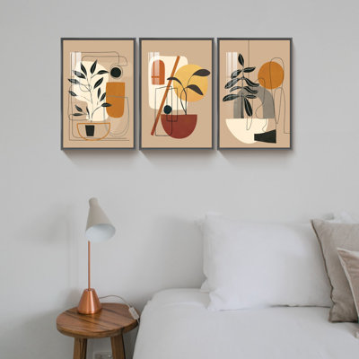 Aureana Boho Artwork Framed On Canvas 3 Pieces Print