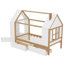 Lit plateforme simple en bois massif avec tiroirs et tablettes, conception enfantine pour les chambres confortables et organisées-183097064