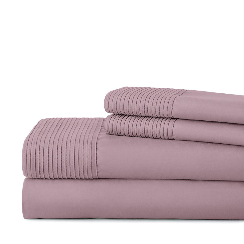 Vilano Springs Extra Deep Pocket Bed Sheet Set with Pleated Hem, Easy care, Pet Hair Resistant, Lavender