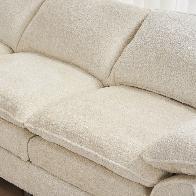 Canapé moderne à 3 places avec repose-pieds, Beige