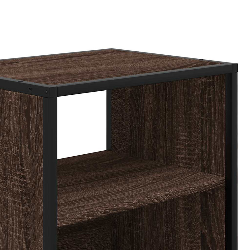 40cm W Metal Bedside Table, Brown Oak, 2