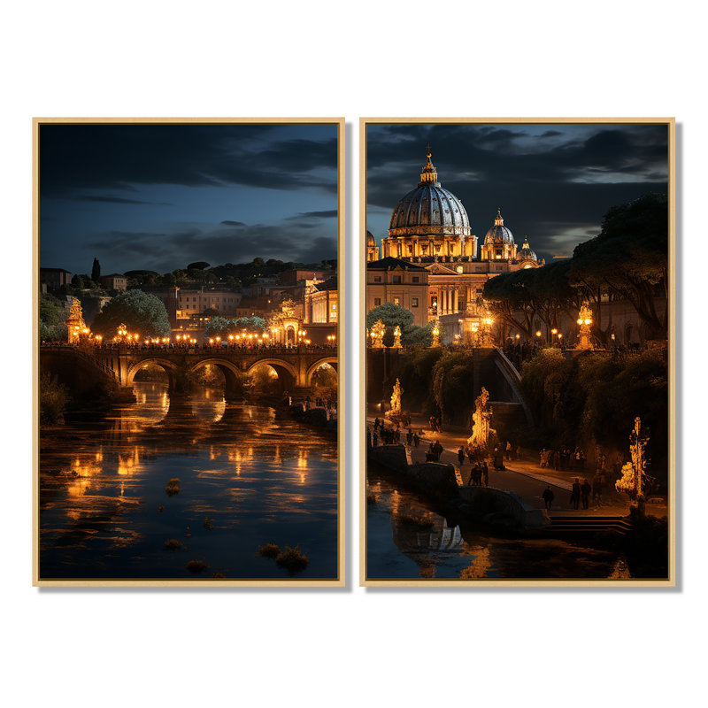 Italie, Cité du Vatican, reproduction d'art traditionnel sur toile, 36" H x 48" W, Impression encadrée flottante, Cream