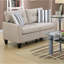 Beige moderne pour la maison - 2 pièces, cadre en pin massif, panneau de base en contreplaqué, polyfibre lustré, accoudoirs évasés, dossier rembourré contemporain avec base en polyfibre, pieds en bois, coussins à rayures