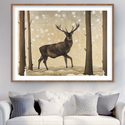 Roe Deer in Winter Landscape - Holiday Snow, reproduction encadrée