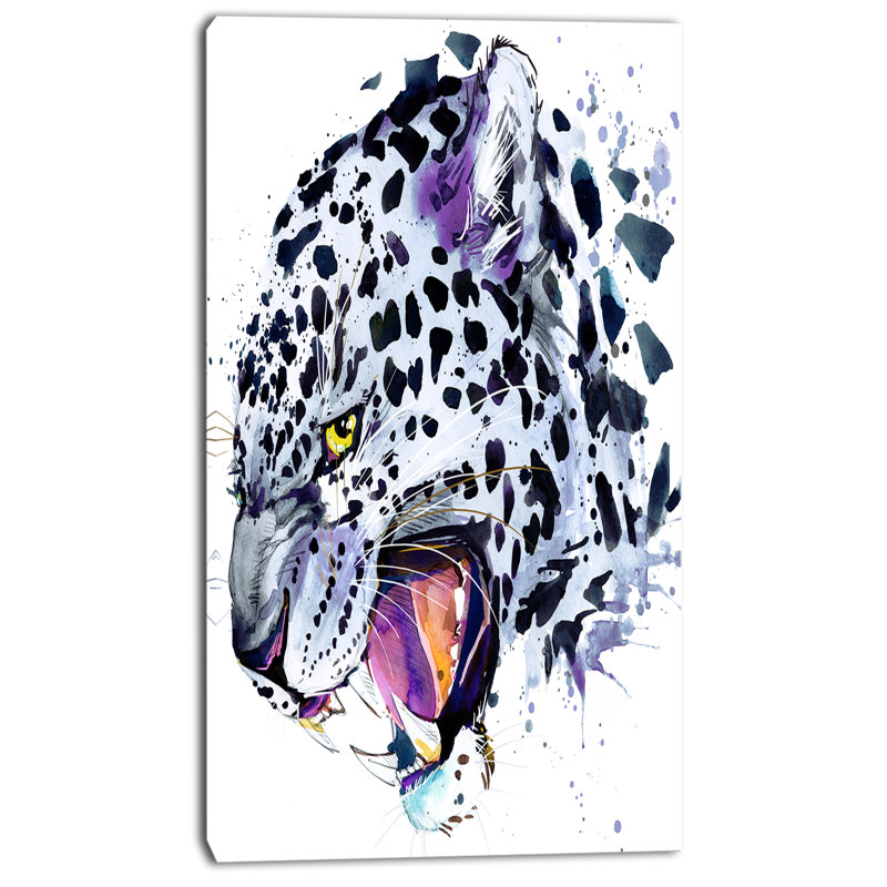 « ferocious snow leopard facial », impression sur toile tendue, H 32 po x l 16 po x P 1 po