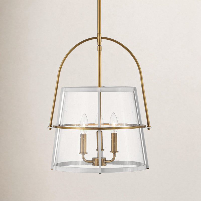 Luminaire suspendu empire 3 lumières Eralia, Laiton héritage / blanc poli