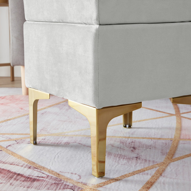 Repose-pieds carré standard en velours de 15 po de large Mortenson, Velours argenté