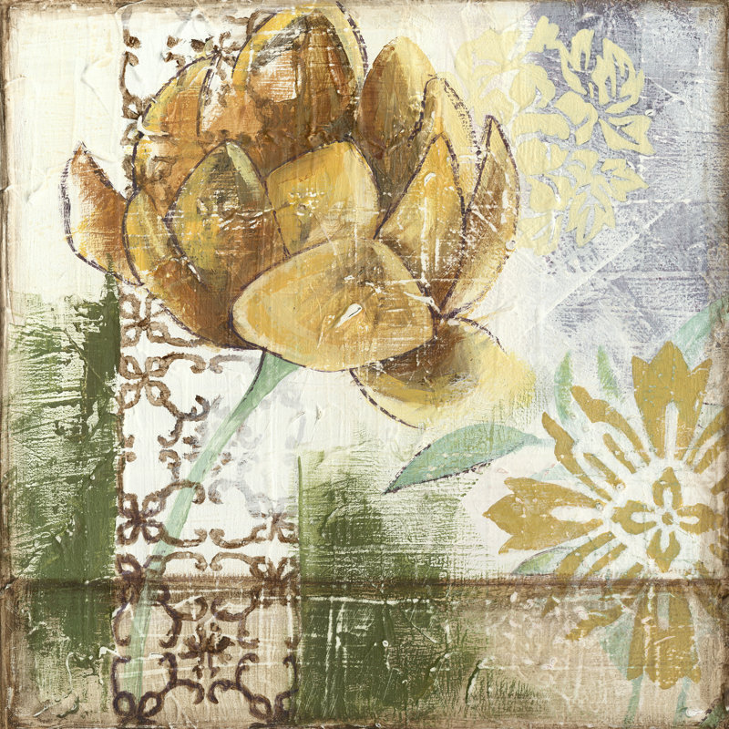 Globeflower Fresco I by Megan Meagher - Wrapped Canvas Print, 30cm H x 30cm W