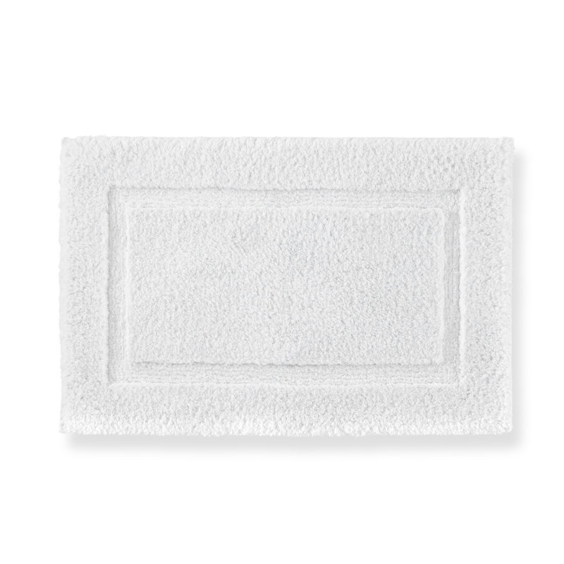 Small White Cotton Bath Rug with Memory Foam Insert