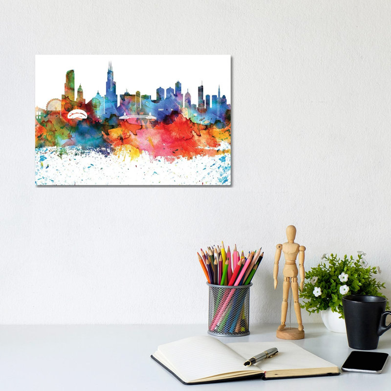 Chicago Skyline - Wrapped Canvas Painting, 20.32 cm H x 30.48 cm W
