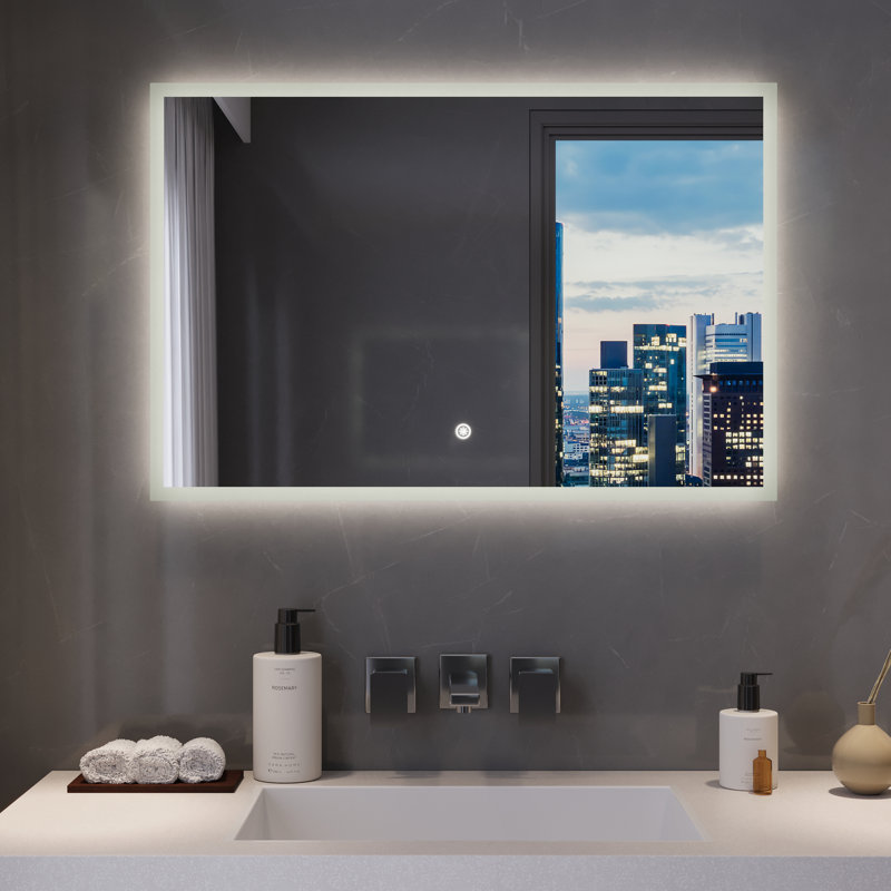 DeerValley 36'' W x 24'' H Smart Anti-Fog Bathroom Mirror with Memory Function, Dimmable 3-Color LED