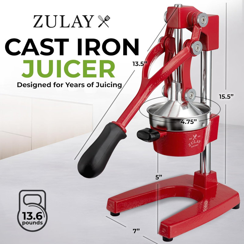 Presse-agrumes Zulay Kitchen Professional - Presse-agrumes manuel orange robuste et presse-citron, Rouge