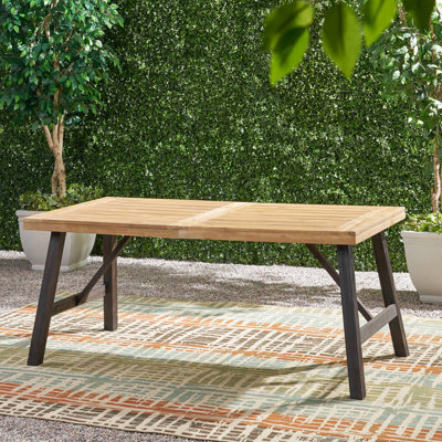 Table de salle à manger - lattes de bois, résistant aux intempéries, largeur de 34,83 po, hauteur de 28,5 po, profondeur de 68,87 po, gris, fabrication d'une capacité de 300 lb, panneau, capacité, finition grise, P x l H