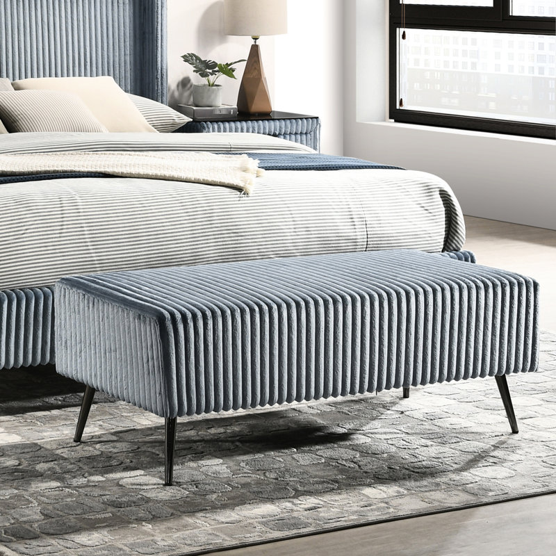 Banc rembourré en velours côtelé
