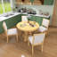 Ensemble 5 pièces de table de salle à manger rétro fonctionnelle, structure en bois d'hévéa naturel, table ronde extensible et 4 chaises rembourrées pour la salle à manger et le salon-1981349034