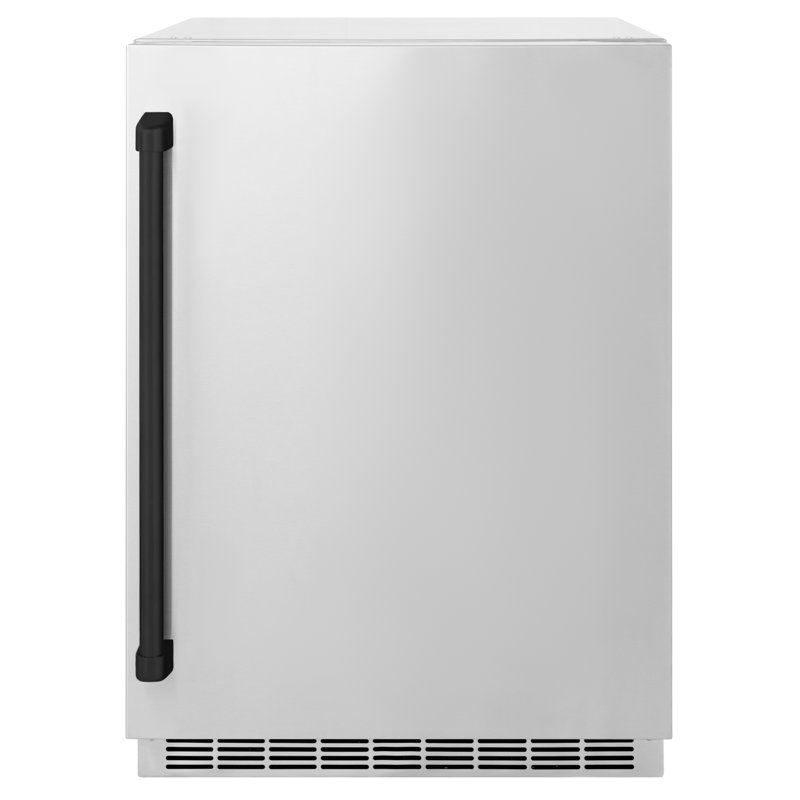 ZLINE Autograph Edition 24 in. Touchstone 151 Can Beverage Fridge with Solid Stainless Steel Door, Matte Black