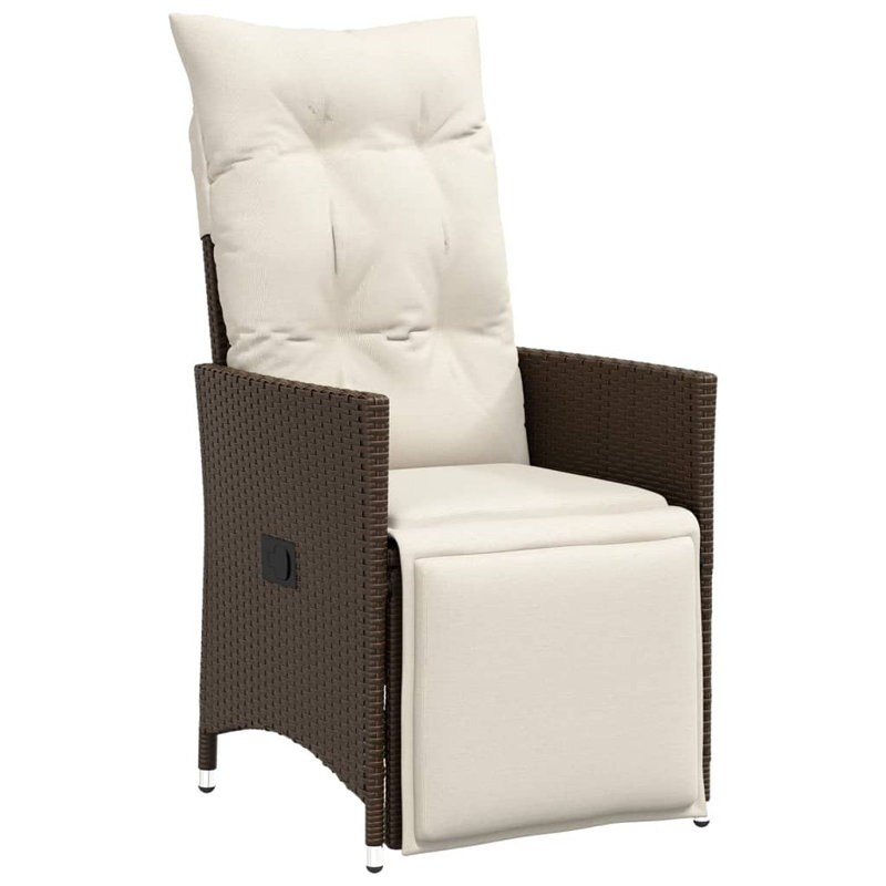 Ensemble bistro de patio avec coussins en rotin de polyester brun, H 29,5 po x l 35,4 po x P 35,4 po, 2