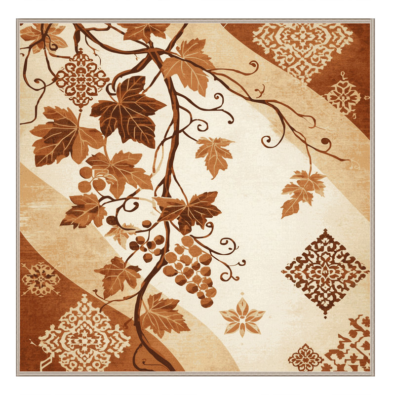 Tapis marocain d'inspiration mondiale Ortmund Grapevine lavable à la machine - reliure beige, Carré 5 pi