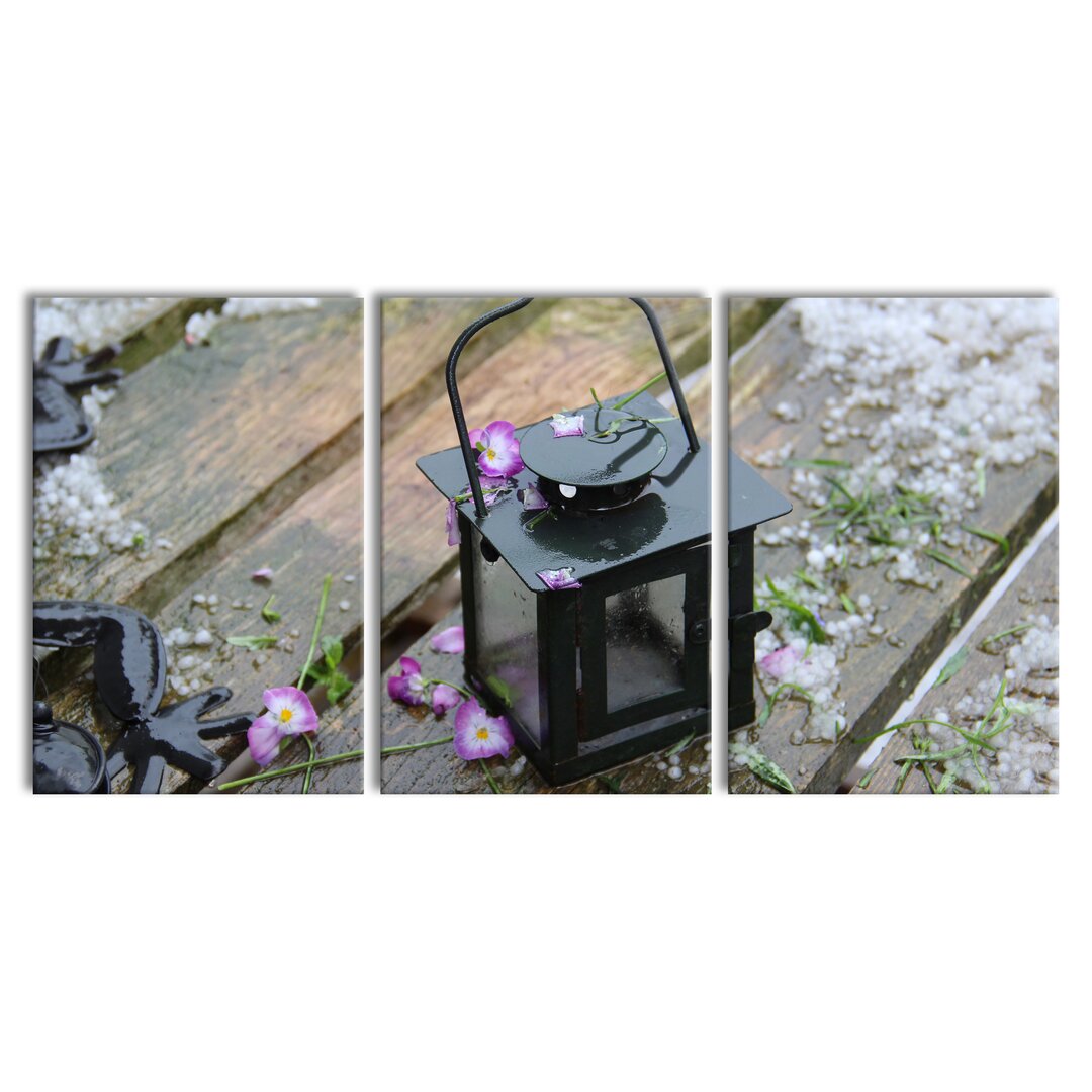 3-tlg. Leinwandbilder-Set Lantern in the Rain