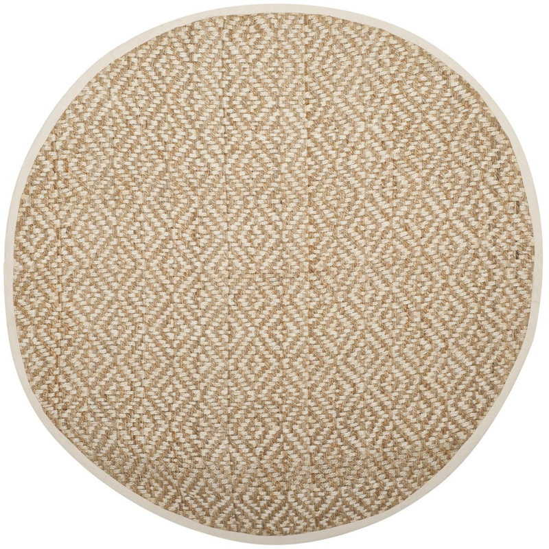 Aerionna Natural Fiber Hand Woven Jute Geometric Rug, Round 8'
