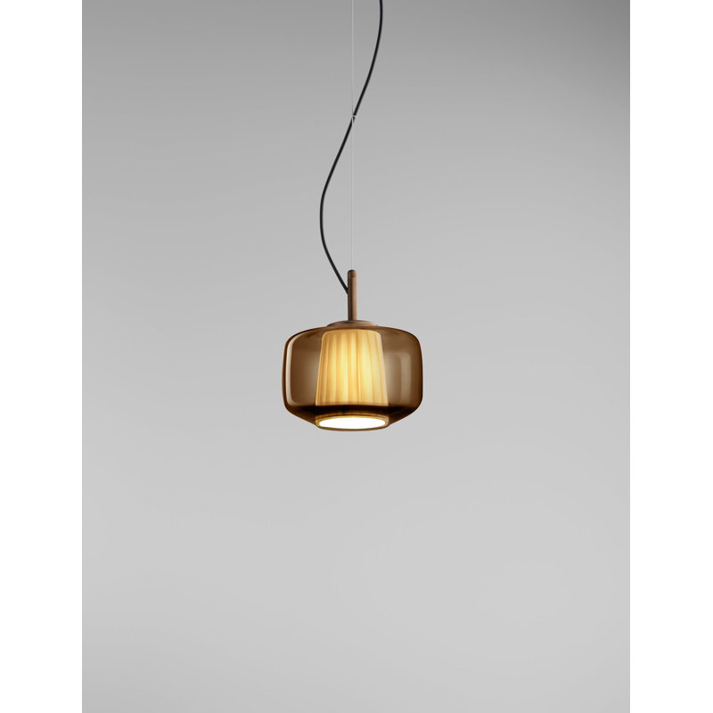Plisse' Suspension L33CC UL, 5" H x 7" W x 7" D, Burned Earth;Green, Matt Bronze 2