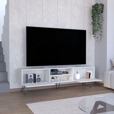 Waco TV Rack With Spacious Storage, Cable Management, And Stylish Hairpin Stand For Modern Living Rooms