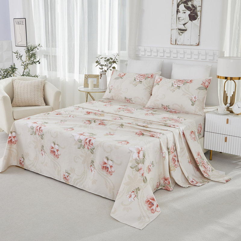 4 Piece 100% Cotton Guest Room Sheet Set Case Pack, Full Sheet Set with 2 Pillowcases