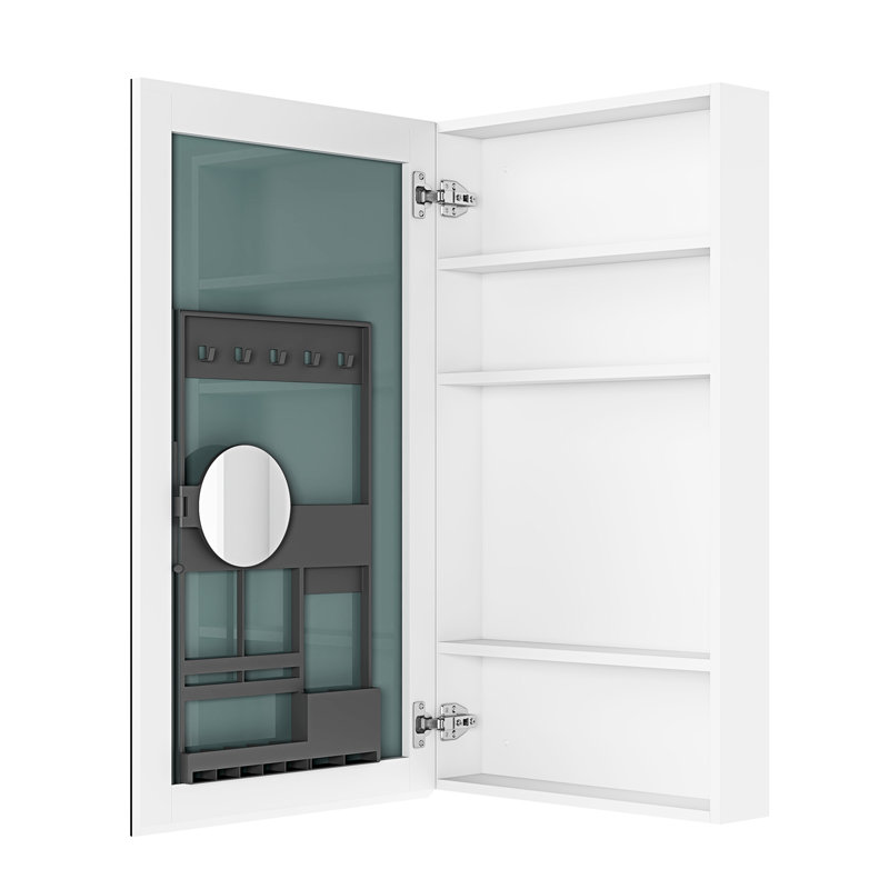 Armoire à pharmacie de salle de bain avec miroir biseauté 20 po x 36 po - Porte à gauche, espace de rangement abondant, bois d'ingénierie, miroir transparent, charnières l 20 po x H 36 po avec rebord spacieux et silencieux