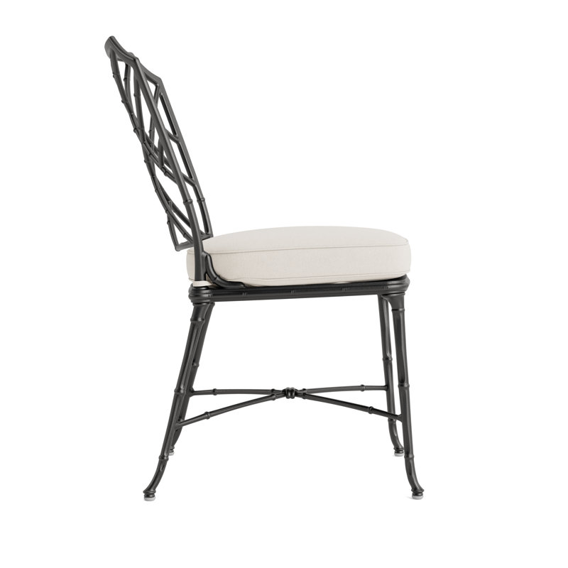 Calcutta Outdoor Dining Side Chair, Fusion Natural, Tan, Textured Pewter
