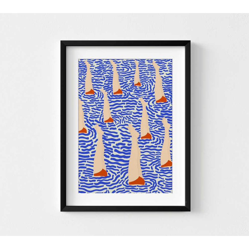 Impression de pattes de natation - affiche de piscine minimaliste moderne, H 40 po x l 30 po, Noir