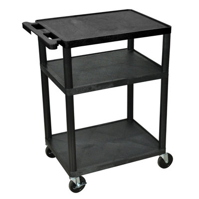 Heavy-Duty Mobile Presentation Cart With 3 Adjustable Shelves For AV Equipment And Office Use