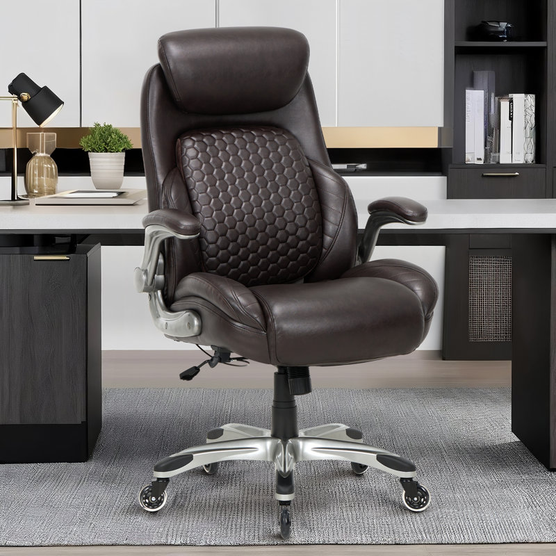 Ergonomic High-Back Executive Office Chair with Adjustable Headrest, Adjustable Lumbar Support, Flip-Up Armrests, Rocking Function