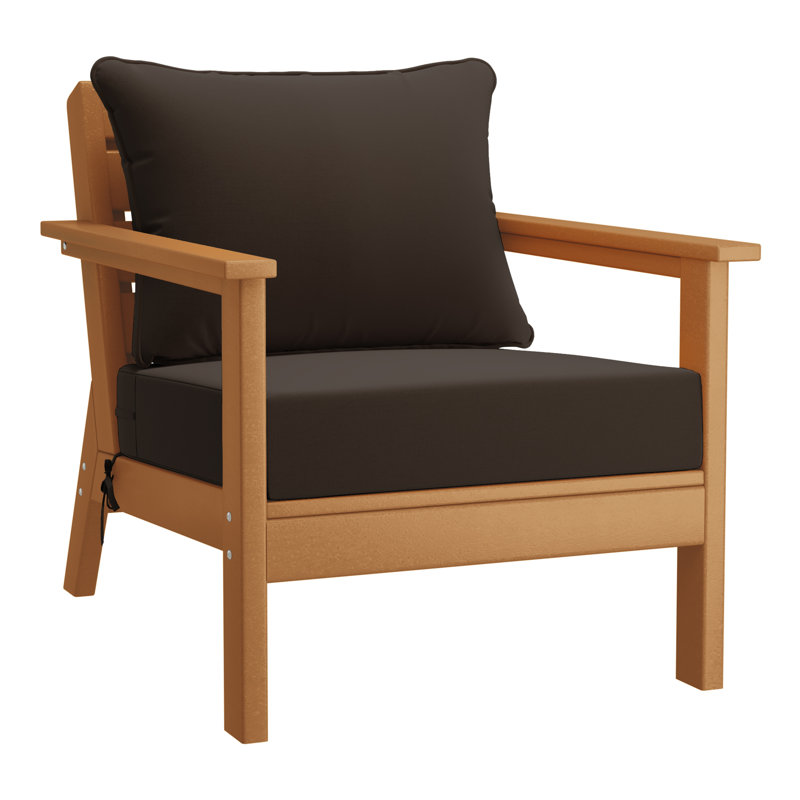 Hydea Deep Seating Chair With Cushions, Teak, Brown