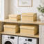 Ensemble de 4 paniers de rangement en bambou naturel avec couvercles et poignées, bacs de rangement décoratifs gigognes pour placard, chambre à coucher et salon