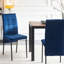 Ensemble de 2 chaises de salle à manger à dossier haut en velours bleu foncé avec design ergonomique et pieds noirs