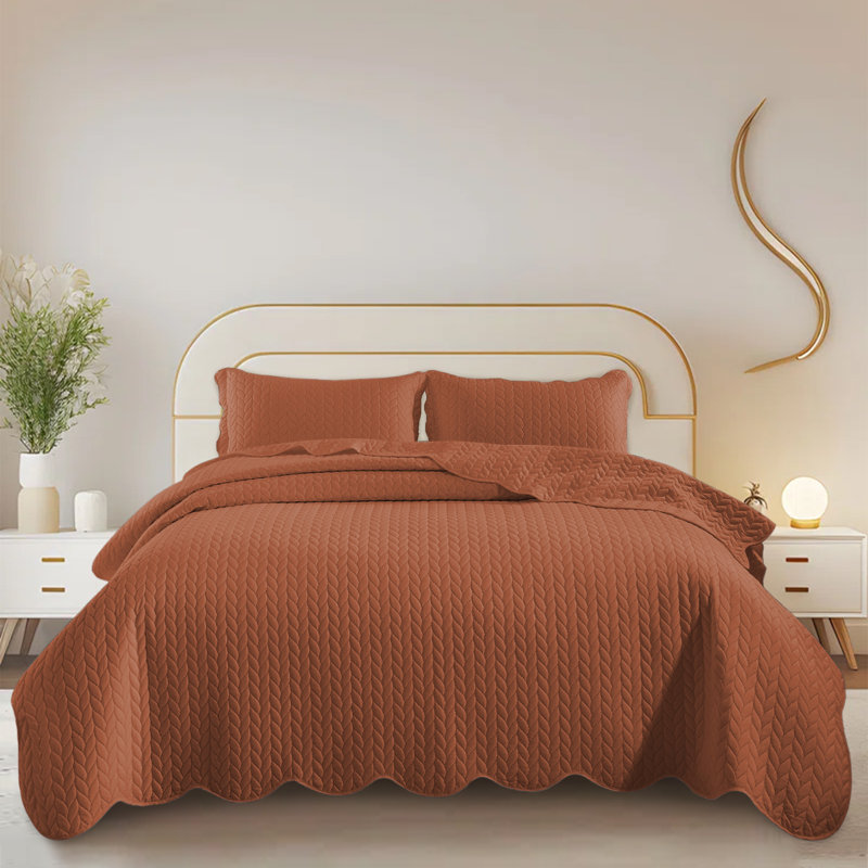Ensemble de couvre-lit matelassé embossé - Couvre-lit en microfibre douce avec taies décoratives, literie de style hôtel pour lits hauts