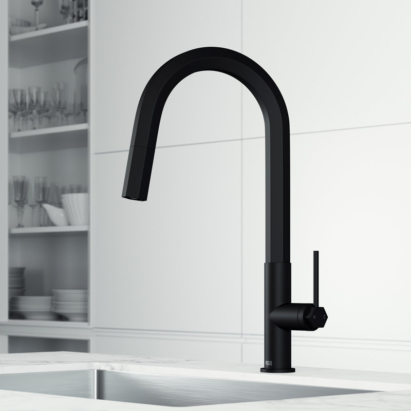 Hart 18" H 1-handle Pull-Down Kitchen Faucet, Matte Black