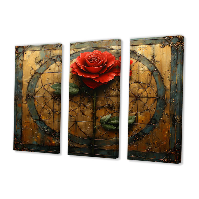 Godarville - Ensemble de décorations murales roses, Toile tendue, H 40 po x l 60 po x P 1 po