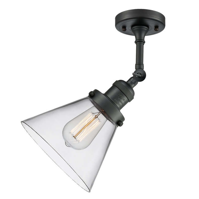 Éclairage de meuble-lavabo inclinable 2 lumières Cone, Ampoule à DEL rétro de 6 watts, Clair, Noir mat