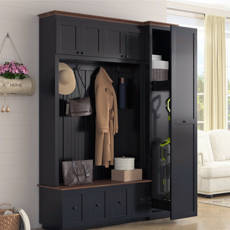 Portemanteau d'entrée avec banc de rangement VIBE Haus, Black