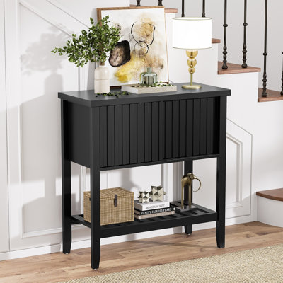 31.5" Entryway Console Table with Sliding Drawer Doors and Storage Shelf