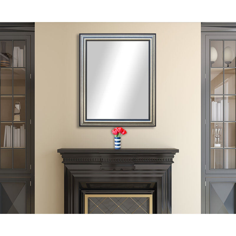 Ukiah Flat Wall Mirror, 39" H x 33" W, Silver and Black