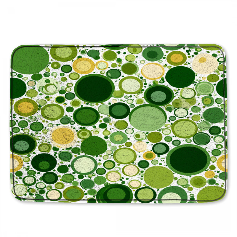 Tapis de salle de bain Circles, Simple - L 24 po x l 17 po, Dark Green Polka Dots