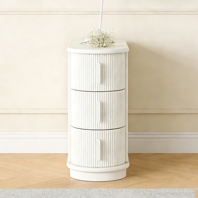 Table de chevet 3 tiroirs, Blanc