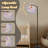  Arc Floor Lamp Violet cyan blue liquid watercolor golden stains Teal mauve purple Tall Modern Standing Lamp LED Adjustable Linen Lampshade 3 Color Temperatures