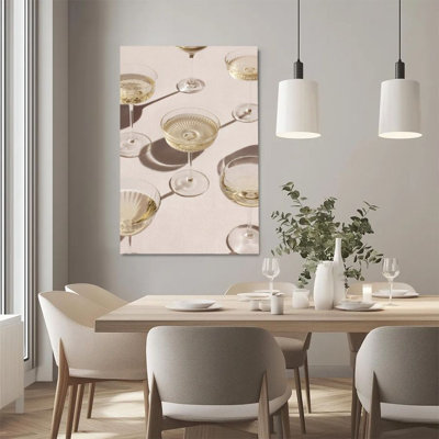1Pc Framed Canvas Poster Print Champagne Glass, Golden Liquid, Minimalist Photography Style Wall Art Decor, Perfect for Room Decor Living Room Bedroom Office Kitchen Bathroom Home Decor, Ideal Home Wall Decoration Gift