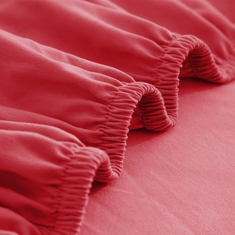 Super Soft Extra Deep Microfiber Brushed Fitted Sheet, Kingsize (5'), Red